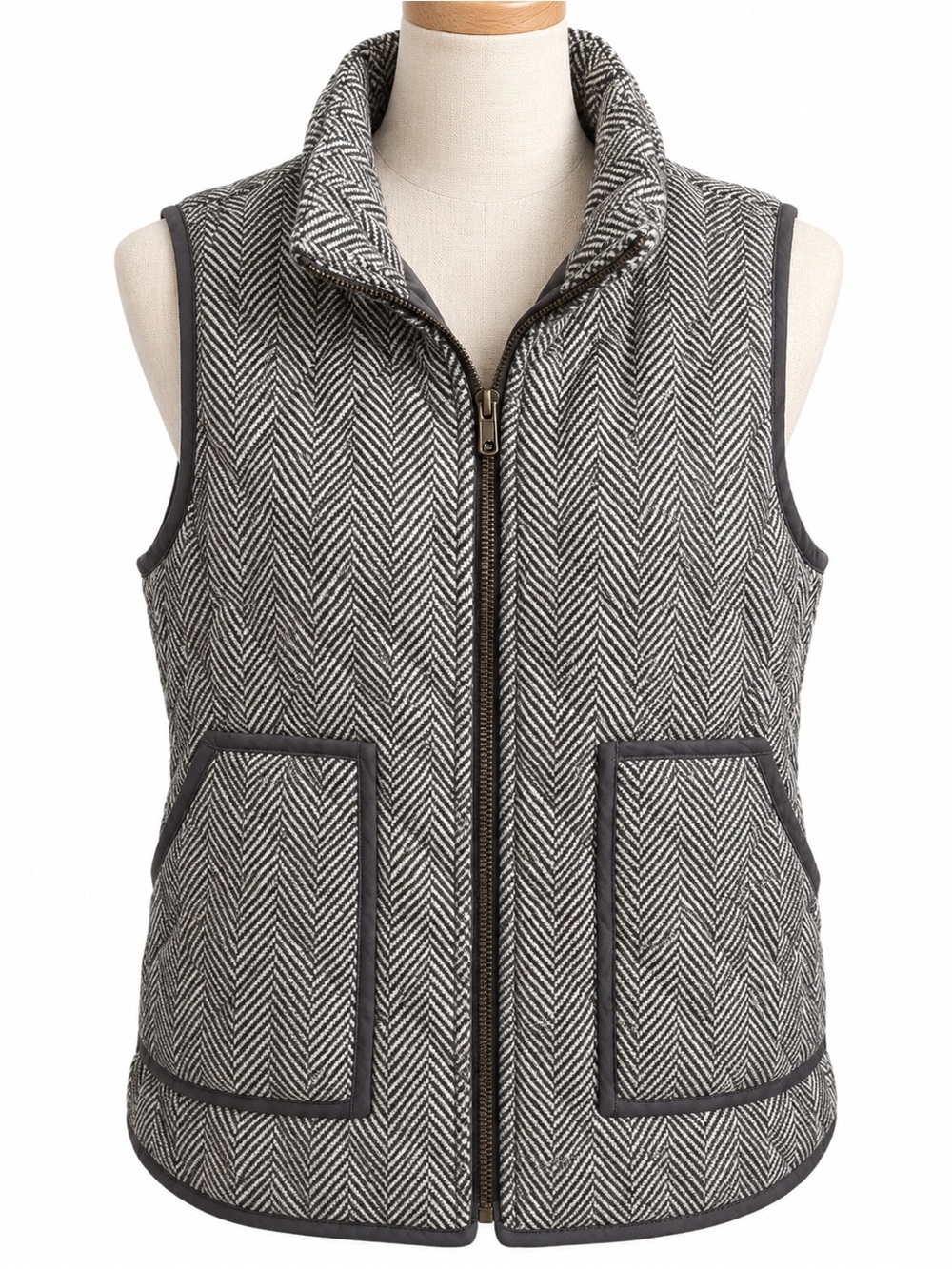 Wishlist Gray Herringbone Quilted Vest